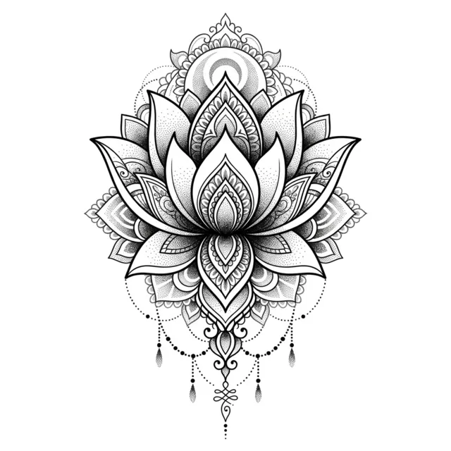 Dotwork tattoo design: a mandala lotus