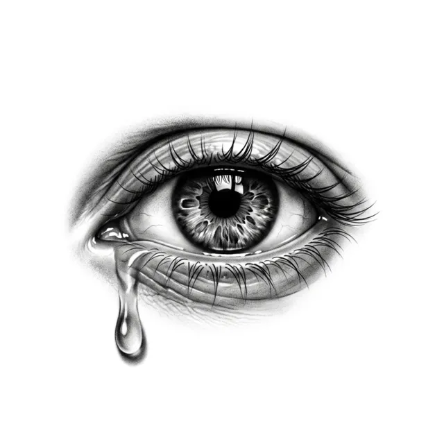 Realism tattoo design: an eye with a tear