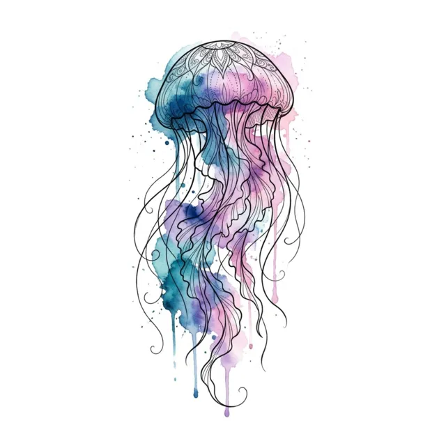 Watercolor tattoo design: a jellyfish